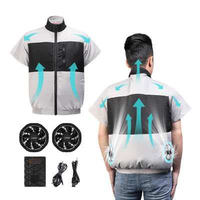 جلیقه فن خنک کننده سیاه خاکستری روشن S/M/L/XL/XXL/XXXL Optinal با باتری ۶۷۰۰ میلی آمپر ساعتی