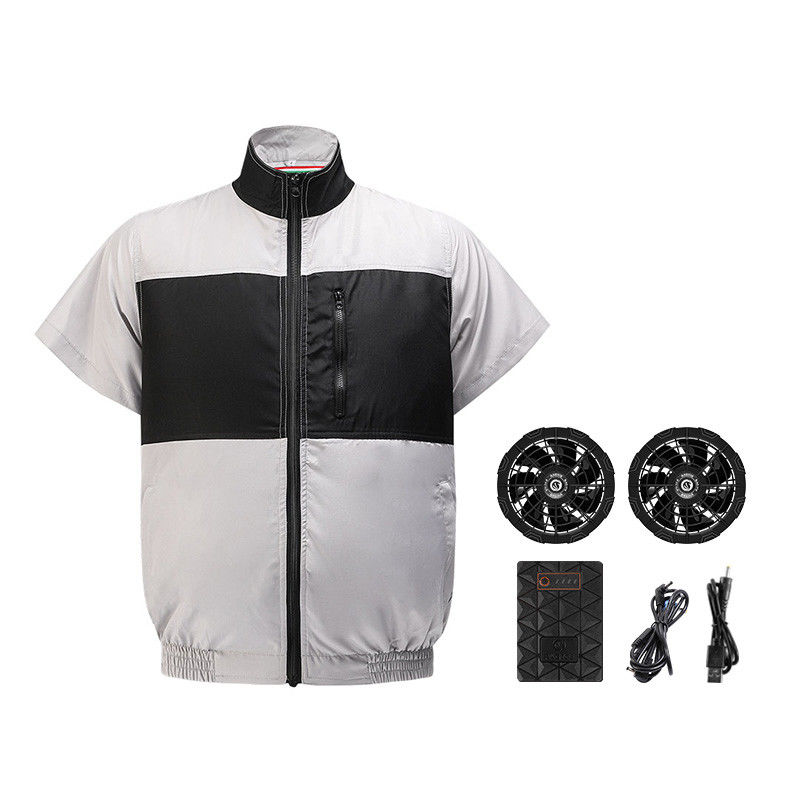 جلیقه فن خنک کننده سیاه خاکستری روشن S/M/L/XL/XXL/XXXL Optinal با باتری ۶۷۰۰ میلی آمپر ساعتی